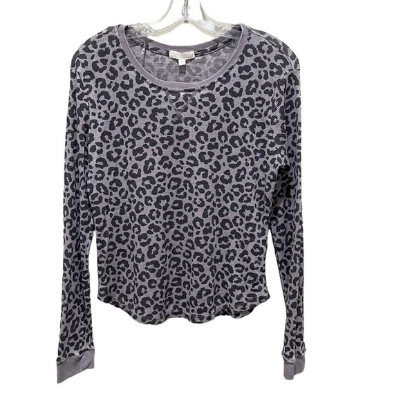 Ultra Flirt Tops - Ultra flirt Leopard Print Thermal Long Sleeve Top Grey Size XL New